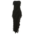 Summer Trend Skinny Women's Fashion Tube Top Backless Split Tassel Dress Birthday Party Clubwear